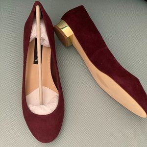 Steve Madden burgundy micro suede with gold heel flats - size 8